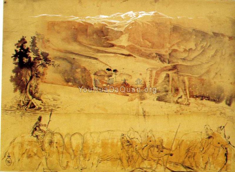 正穿越阿尔卑斯山的汉尼拔 - 萨尔瓦多·达利